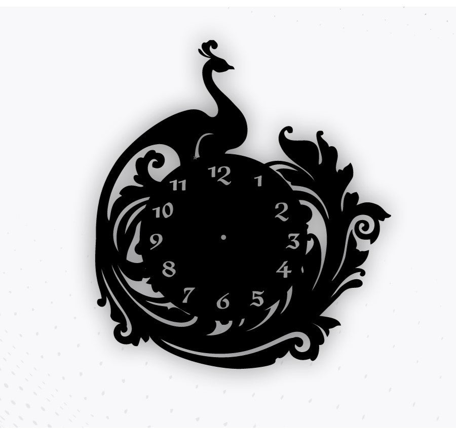 Elegant Peacock Wall Clock | Ornate Silhouette Art Decor