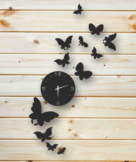 Flying Butterflies round Wall Clock