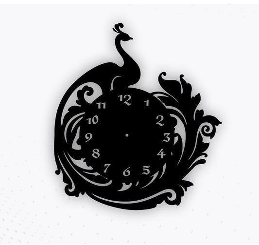 Elegant Peacock Wall Clock | Ornate Silhouette Art Decor
