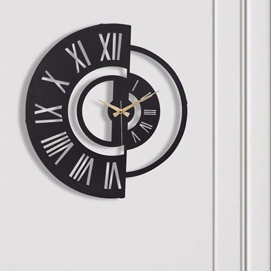 Modern Roman Numeral Wall Clock | Abstract Metal Art Decor